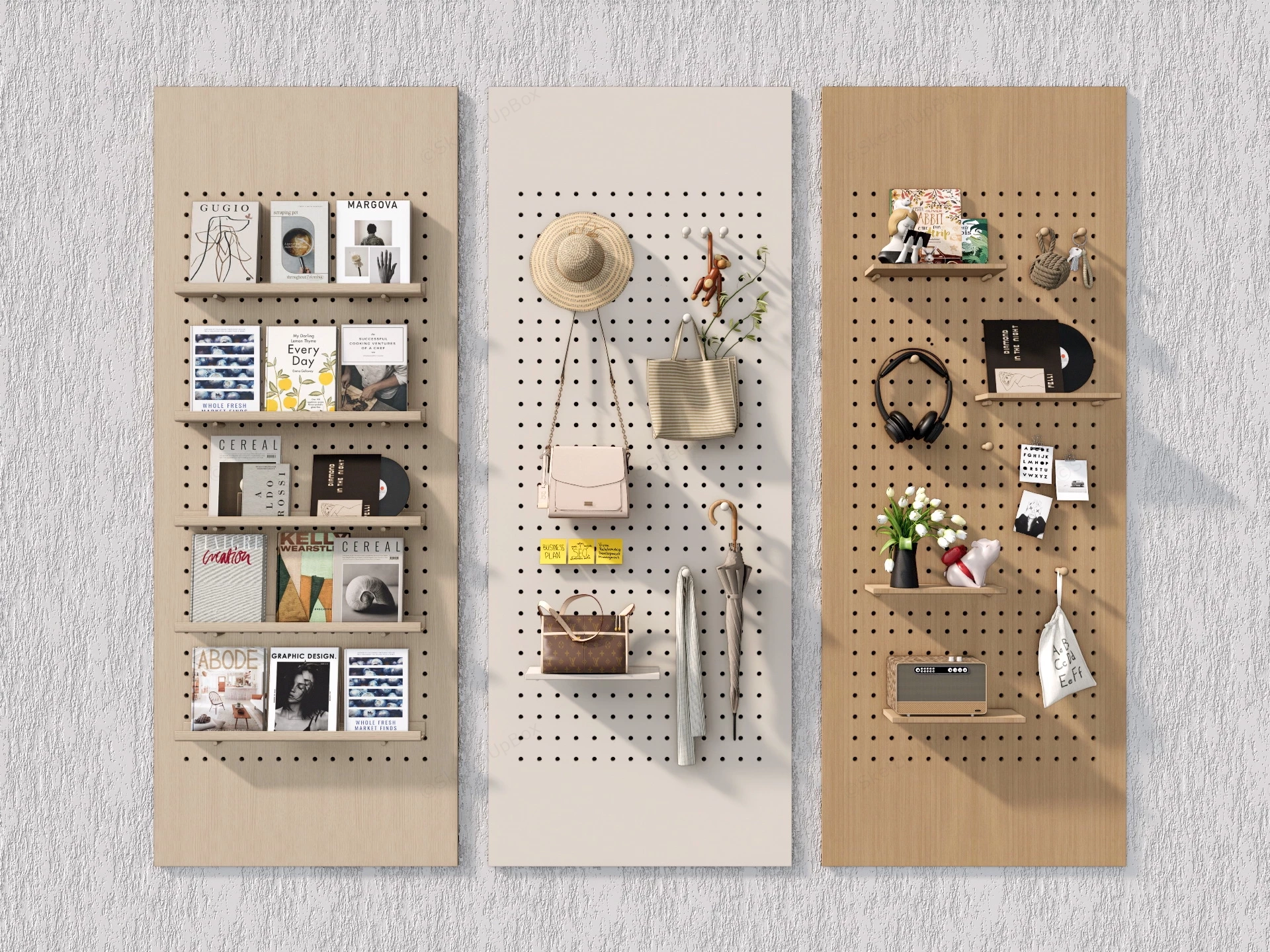 Wall Mounted Display Pegboard Panels sketchup model preview - SketchupBox