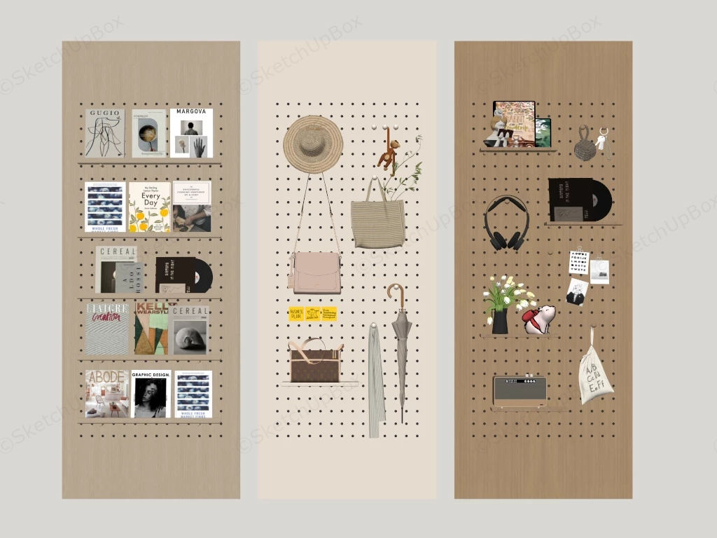 Wall Mounted Display Pegboard Panels sketchup model preview - SketchupBox