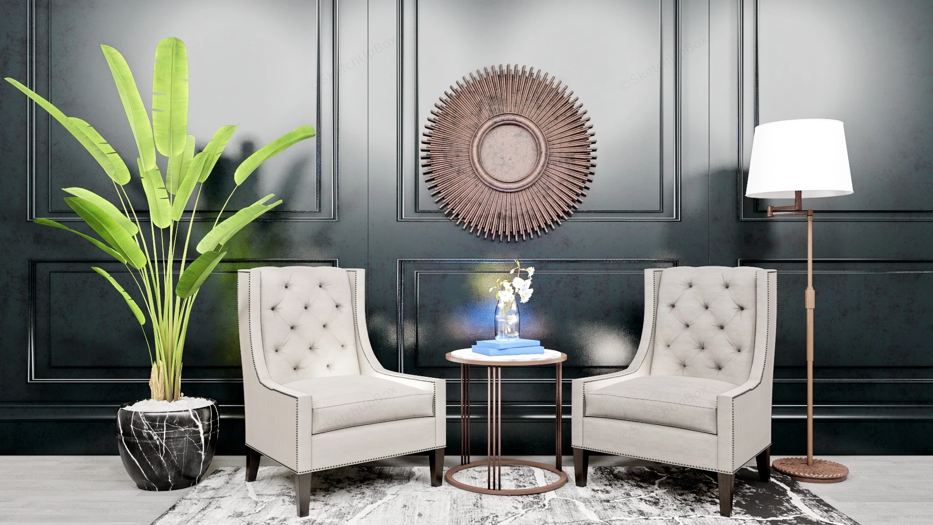 Living Room Accent Chairs Ideas sketchup model preview - SketchupBox