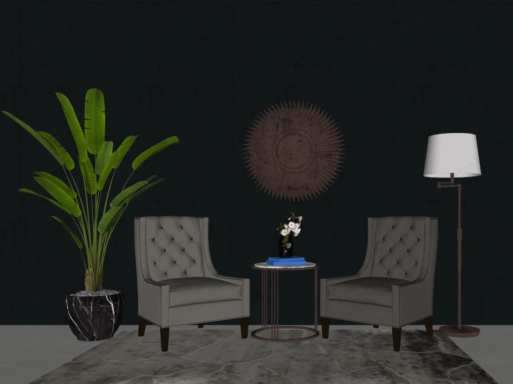 Living Room Accent Chairs Ideas sketchup model preview - SketchupBox