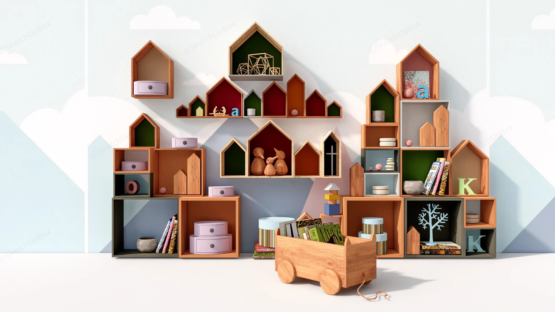 Kids Room Storage Shelf sketchup model preview - SketchupBox