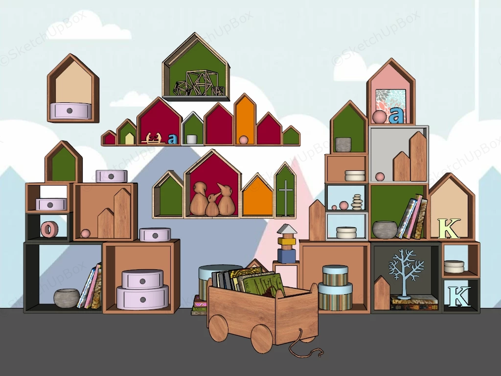 Kids Room Storage Shelf sketchup model preview - SketchupBox