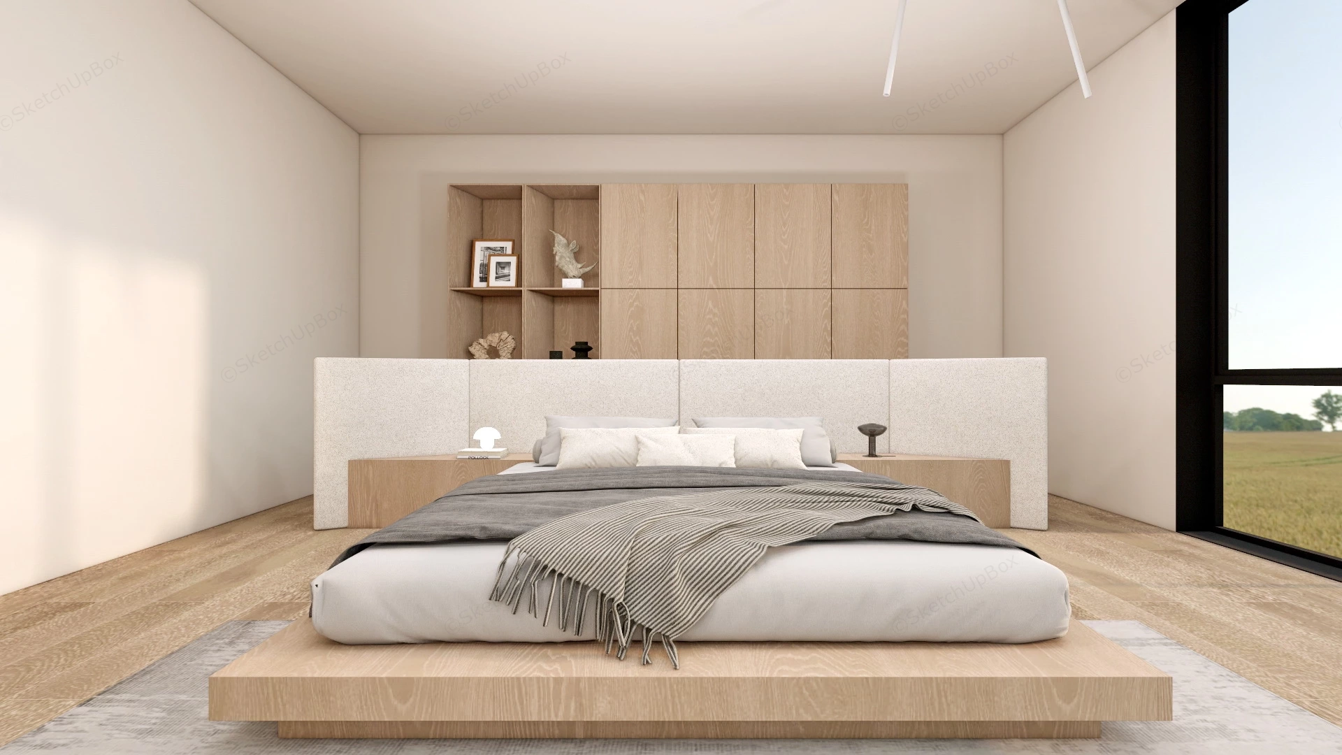 Modern Zen Bedroom sketchup model preview - SketchupBox