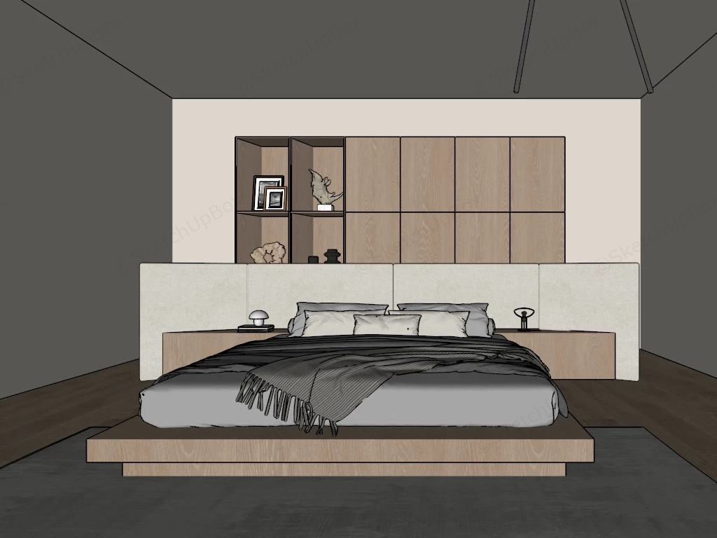 Modern Zen Bedroom sketchup model preview - SketchupBox