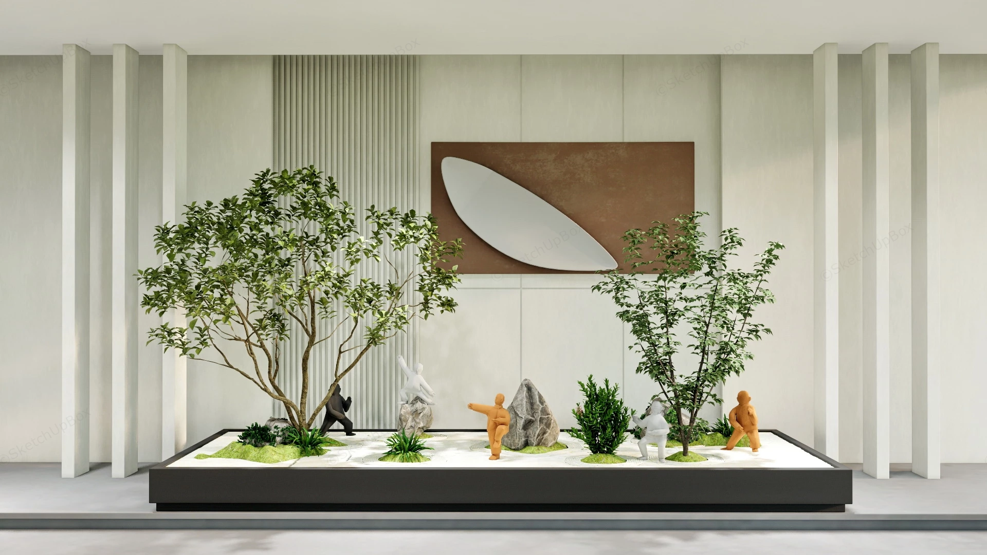 Peaceful Indoor Zen Garden sketchup model preview - SketchupBox