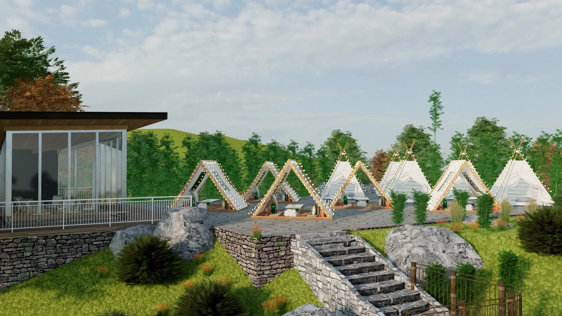 Rocky Mountain Campground sketchup model preview - SketchupBox