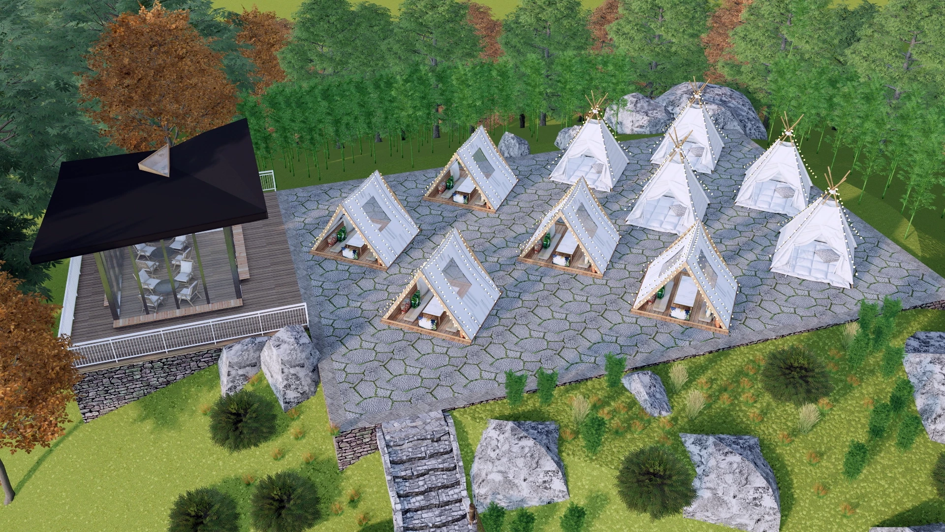 Rocky Mountain Campground sketchup model preview - SketchupBox