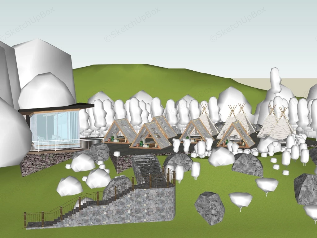 Rocky Mountain Campground sketchup model preview - SketchupBox