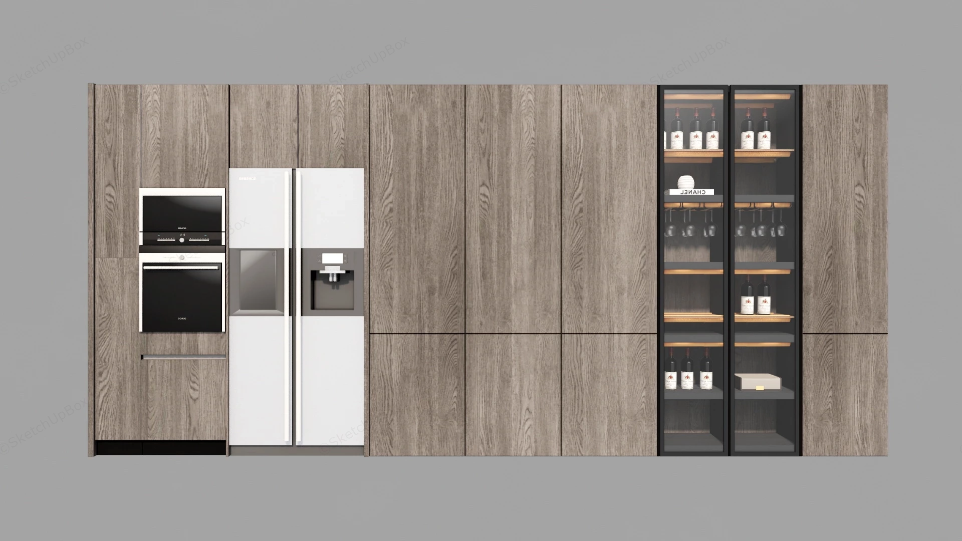 Kitchen Cabinets With Wine Storage sketchup model preview - SketchupBox