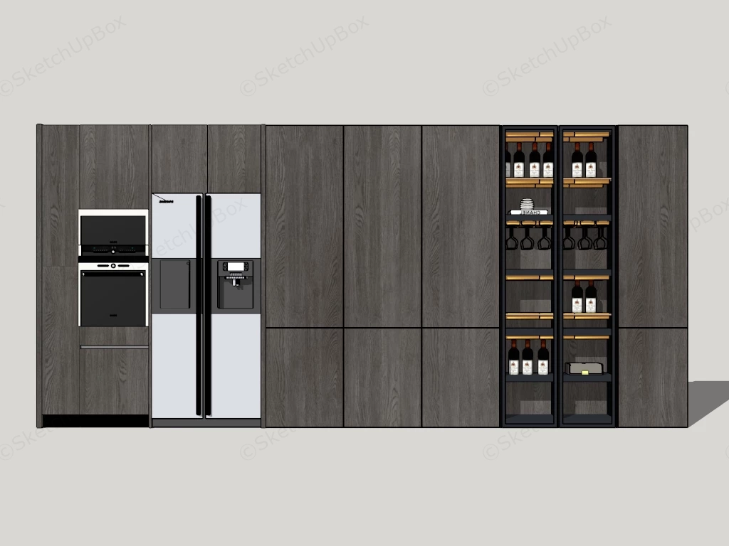 Kitchen Cabinets With Wine Storage sketchup model preview - SketchupBox