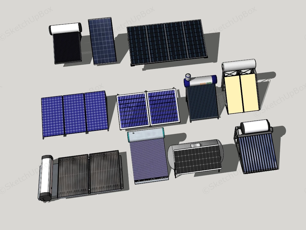 Rooftop Solar Water Heater sketchup model preview - SketchupBox