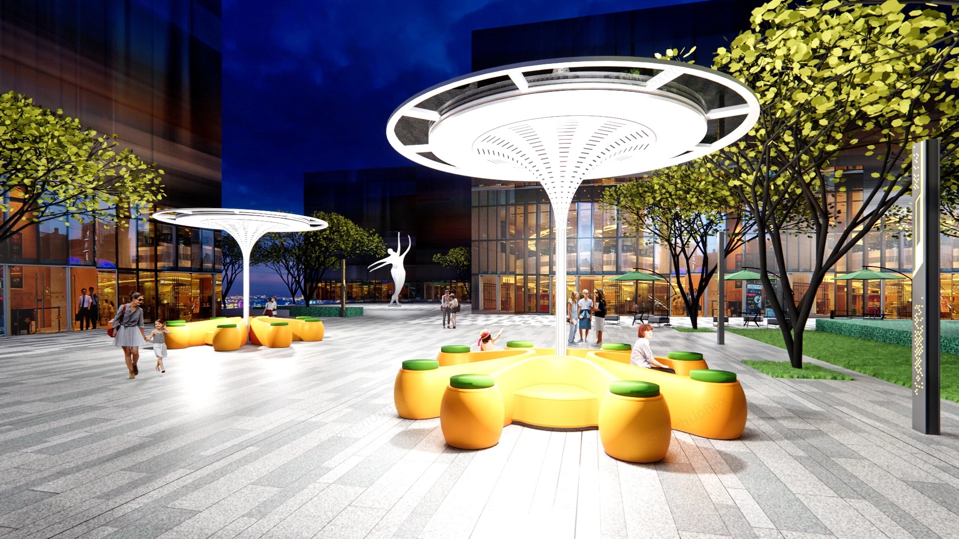 Solar Plaza Landscape Lighting sketchup model preview - SketchupBox