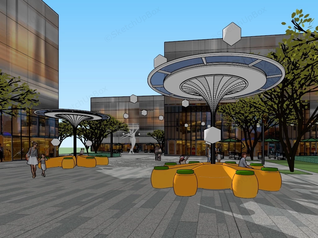 Solar Plaza Landscape Lighting sketchup model preview - SketchupBox