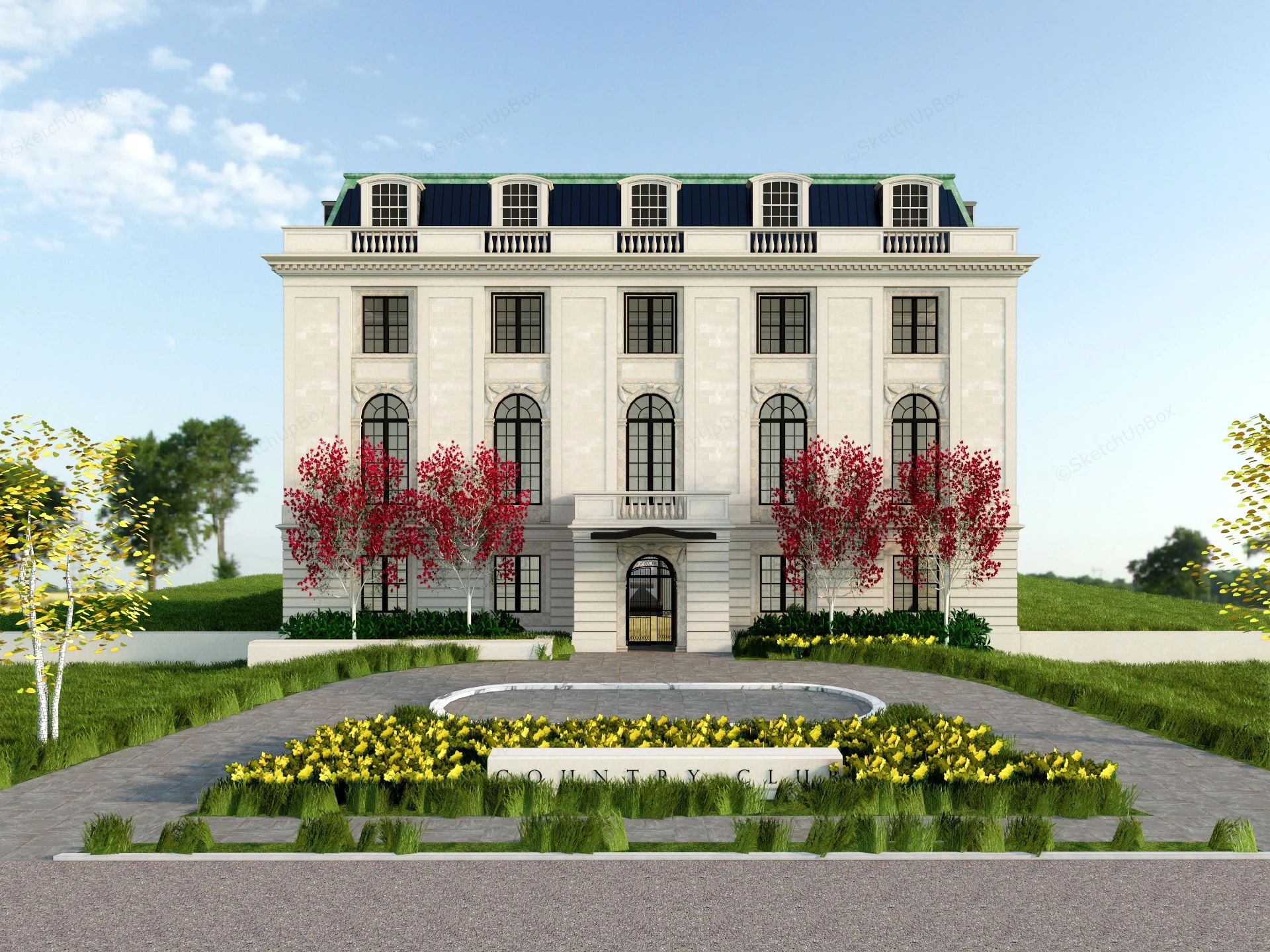 Country Club Architecture sketchup model preview - SketchupBox
