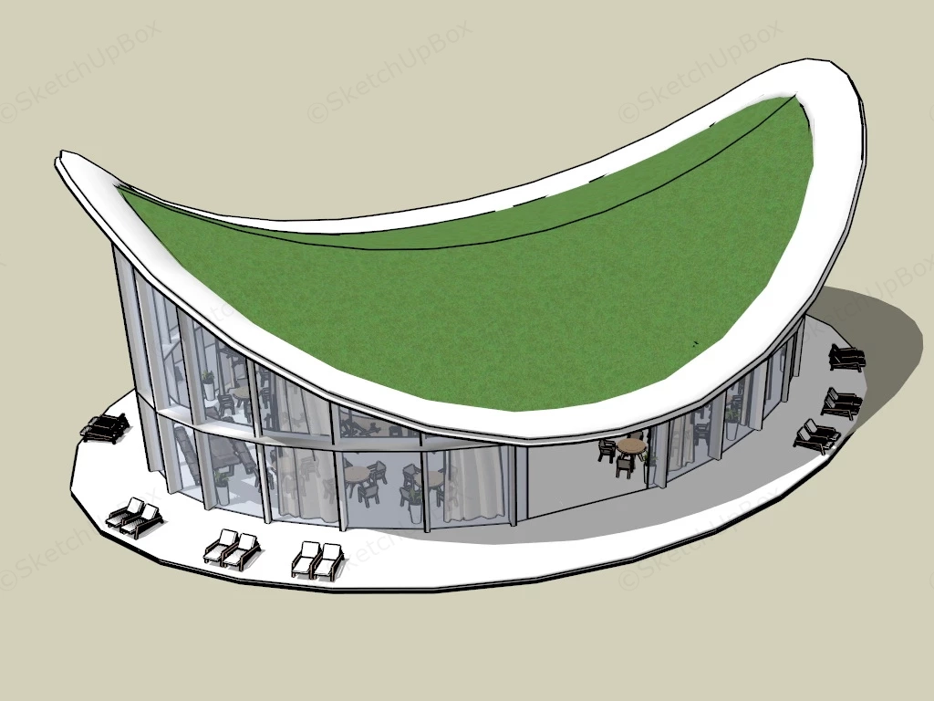 Creative Modern Coffee Shop Design sketchup model preview - SketchupBox