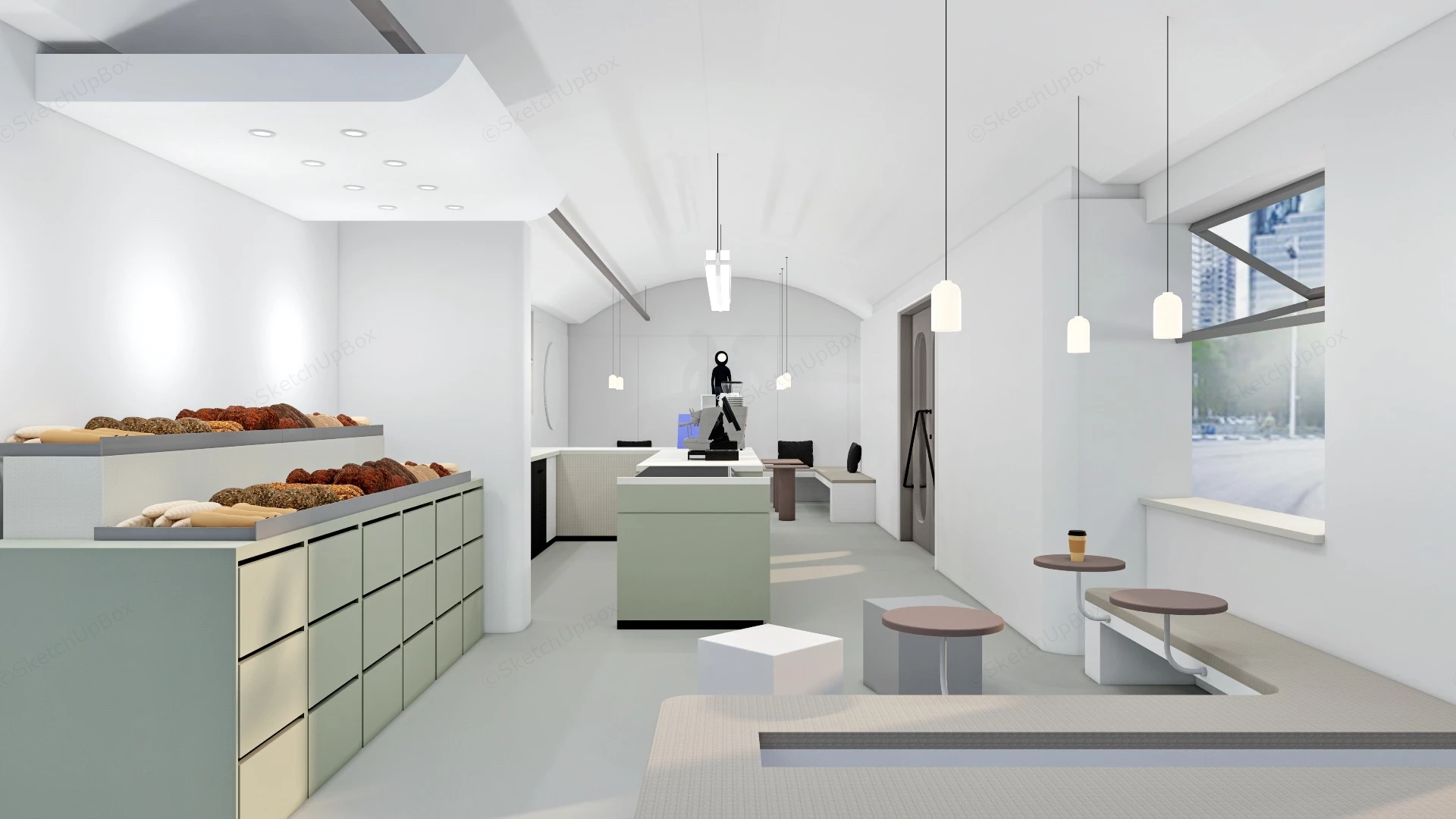 Coffee Shop & Bakery Design sketchup model preview - SketchupBox