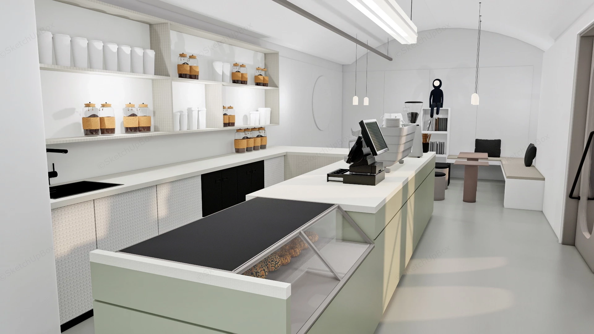 Coffee Shop & Bakery Design sketchup model preview - SketchupBox