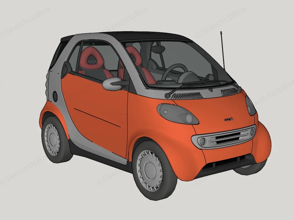 Smart Fortwo Electric Car sketchup model preview - SketchupBox