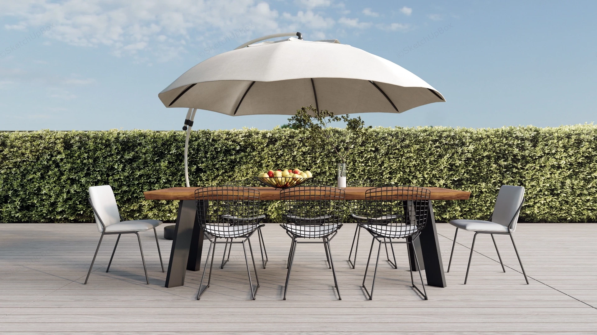 Patio Dining Set With Umbrella sketchup model preview - SketchupBox