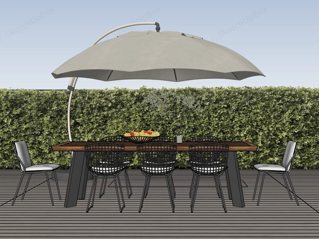 Patio Dining Set With Umbrella sketchup model preview - SketchupBox