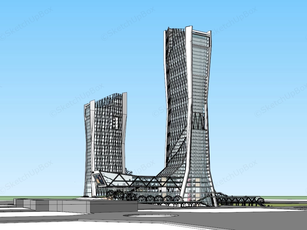 Contemporary Skyscrapers sketchup model preview - SketchupBox