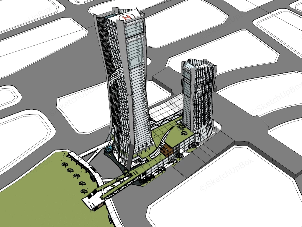 Contemporary Skyscrapers sketchup model preview - SketchupBox