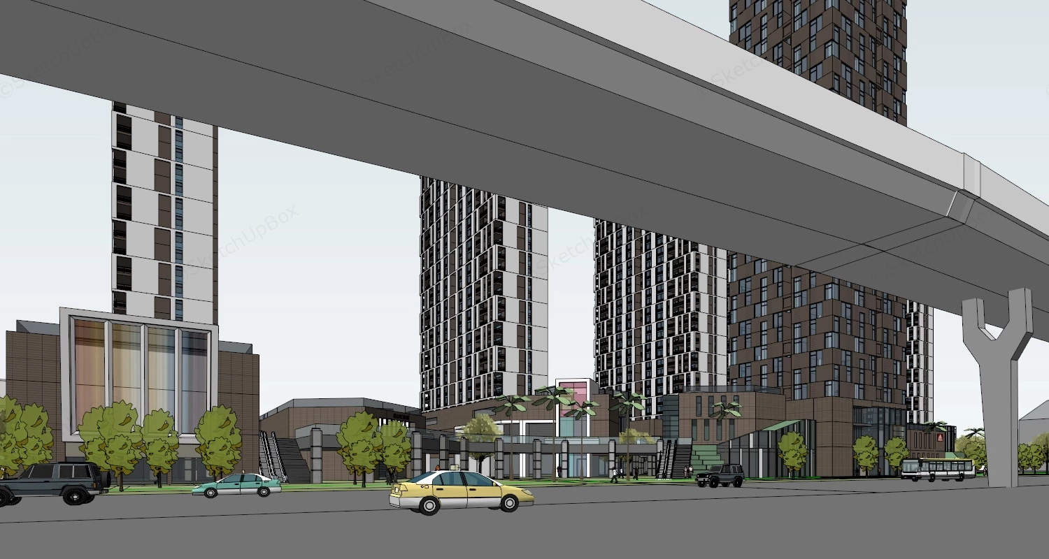 Urban Residential Area sketchup model preview - SketchupBox