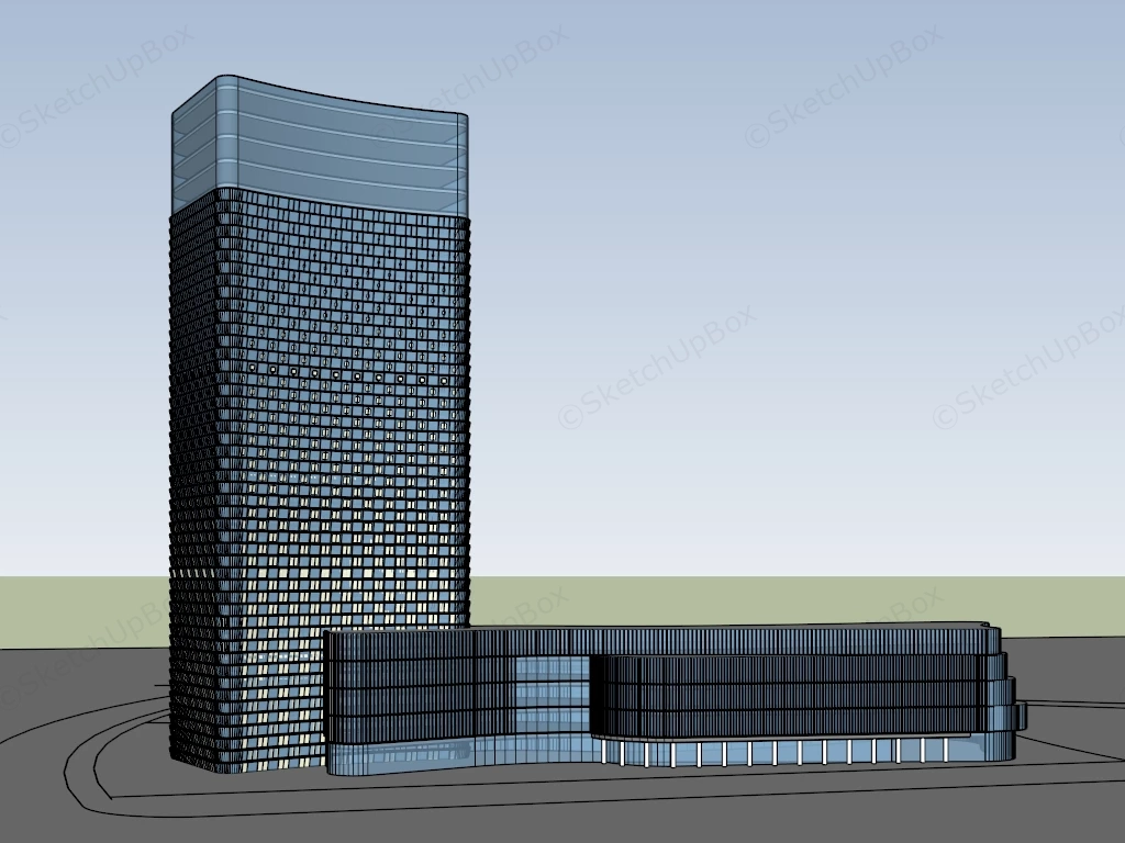 Unique Glass Office Buildings sketchup model preview - SketchupBox