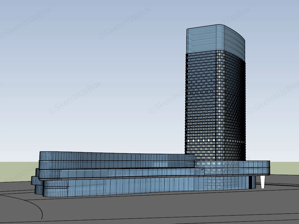 Unique Glass Office Buildings sketchup model preview - SketchupBox