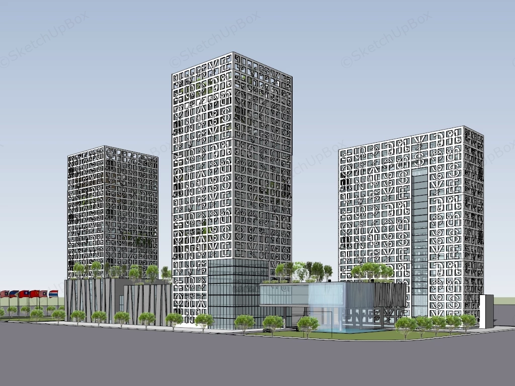 Modern Art Office Buildings sketchup model preview - SketchupBox