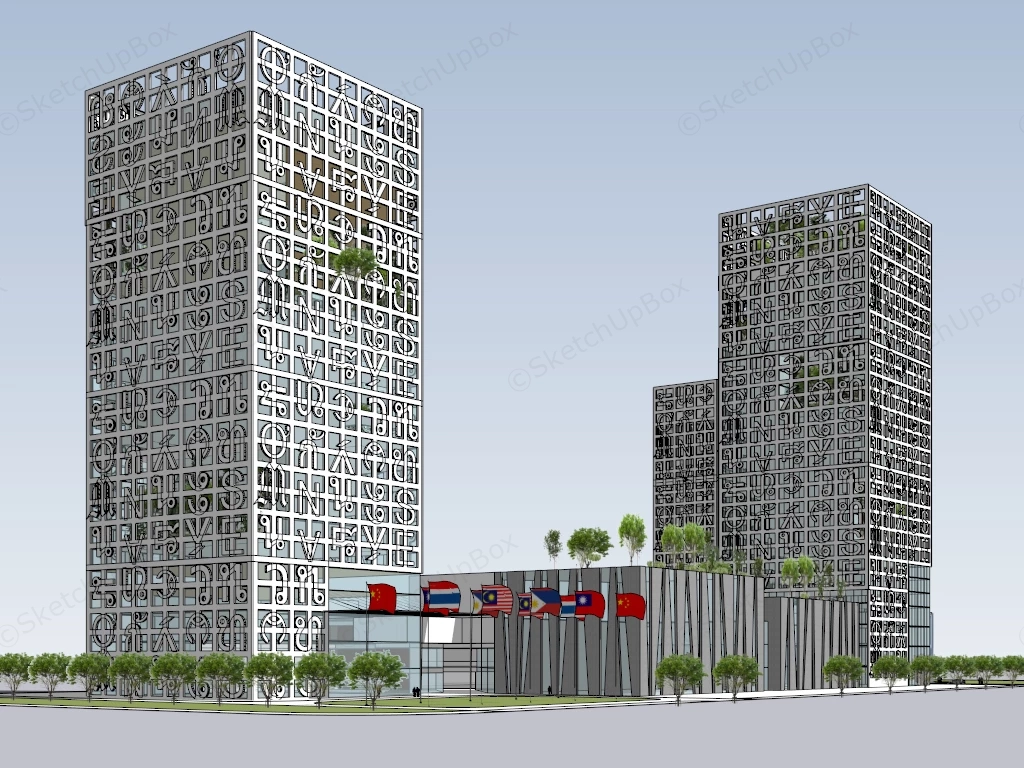 Modern Art Office Buildings sketchup model preview - SketchupBox