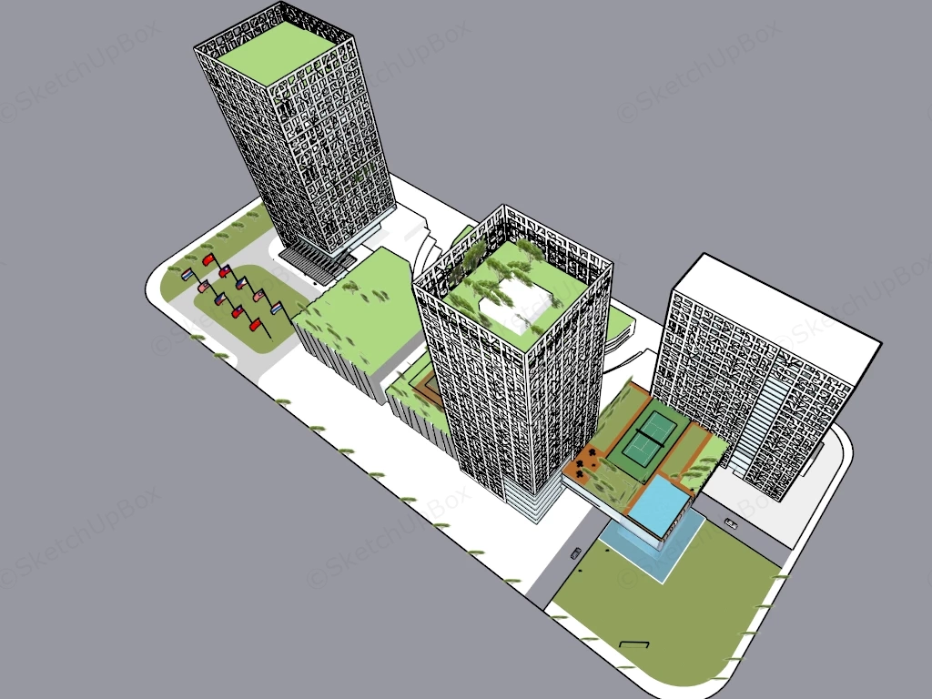 Modern Art Office Buildings sketchup model preview - SketchupBox