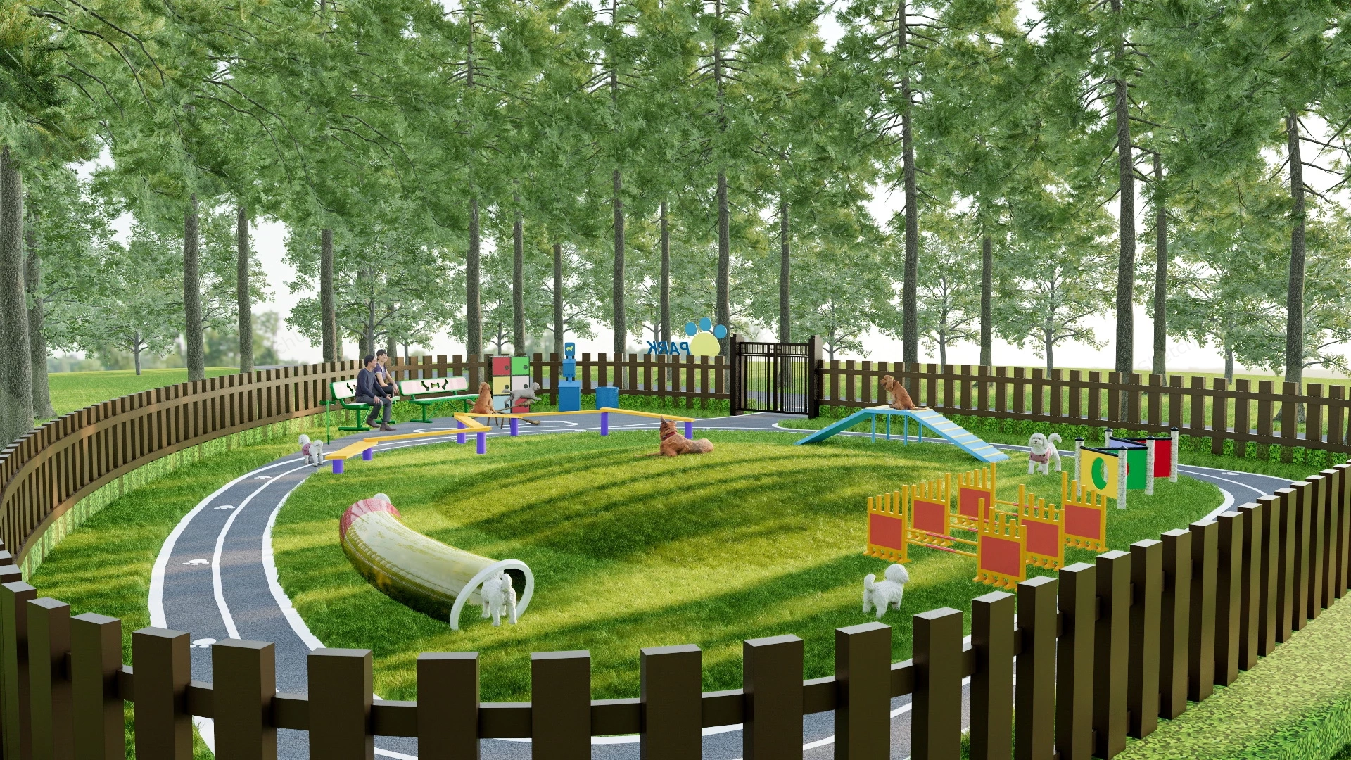 Outdoor Dog Playground sketchup model preview - SketchupBox