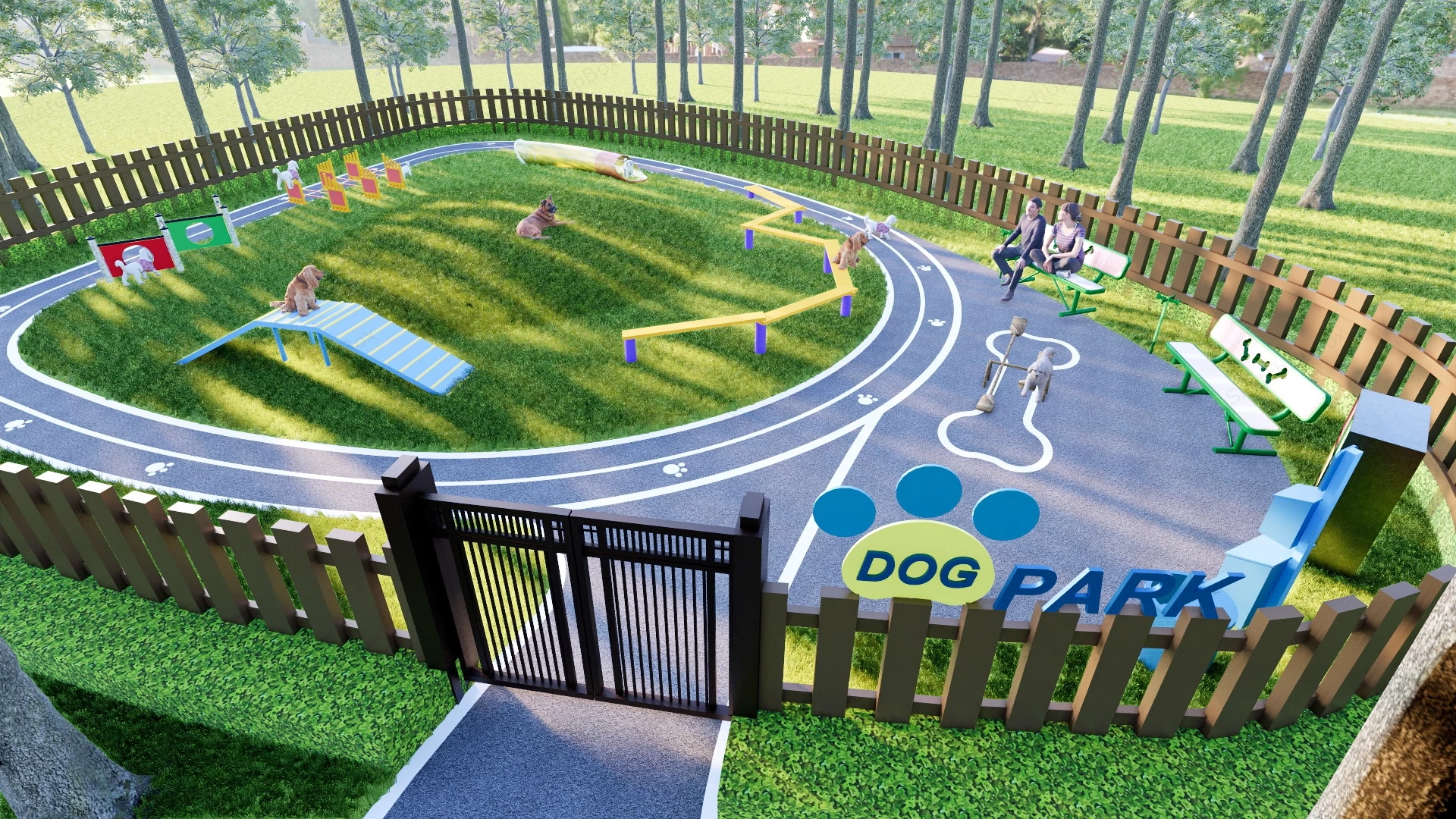 Outdoor Dog Playground sketchup model preview - SketchupBox