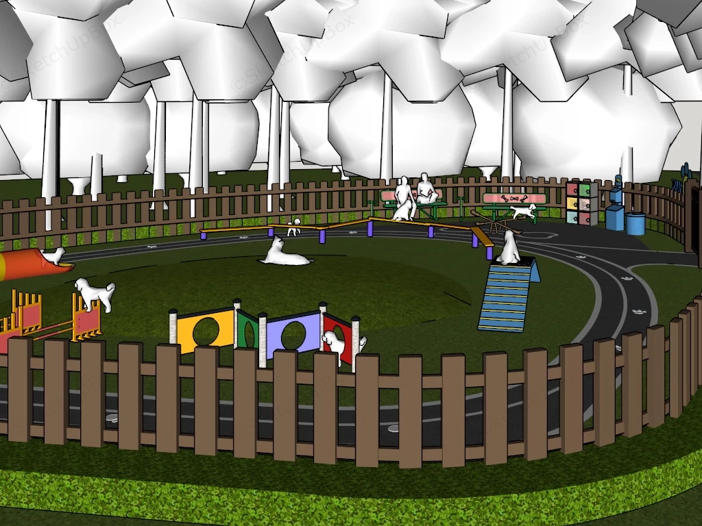 Outdoor Dog Playground sketchup model preview - SketchupBox