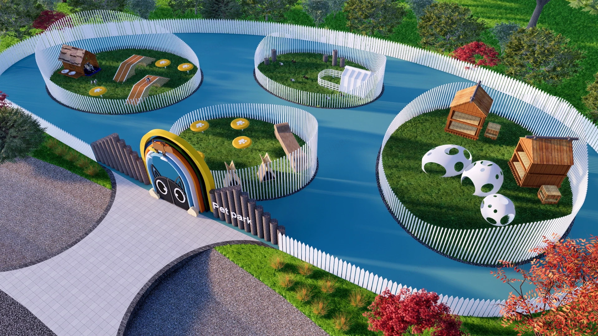 Pet Park Design sketchup model preview - SketchupBox