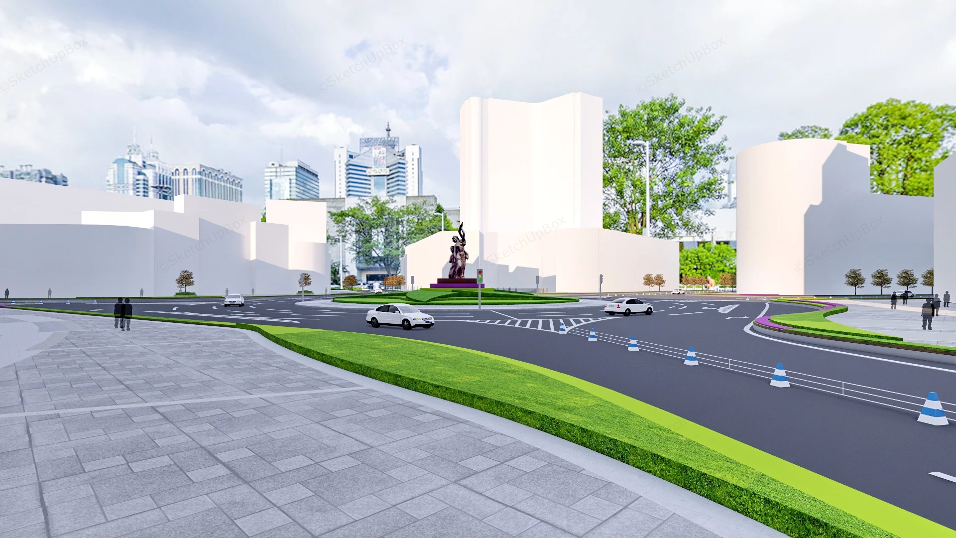 Roundabout Landscape Design sketchup model preview - SketchupBox