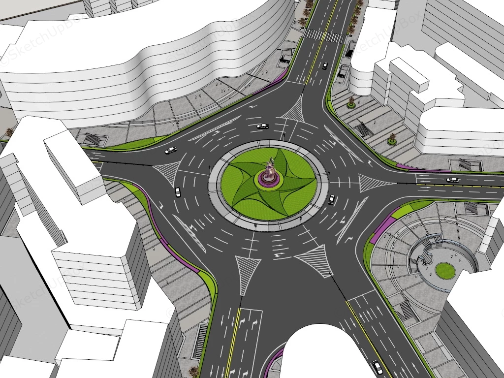 Roundabout Landscape Design sketchup model preview - SketchupBox