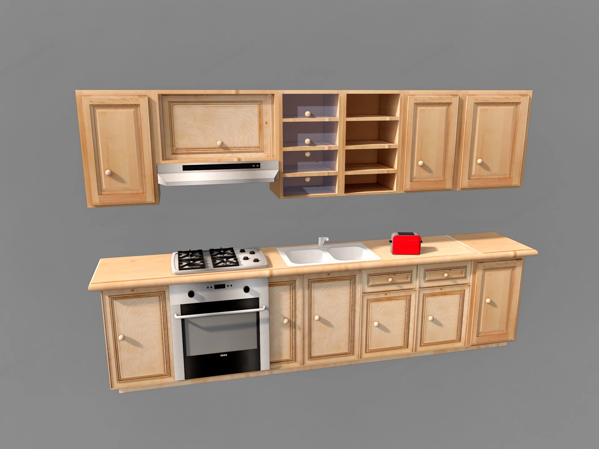 One Wall Kitchen Cabinets Design sketchup model preview - SketchupBox