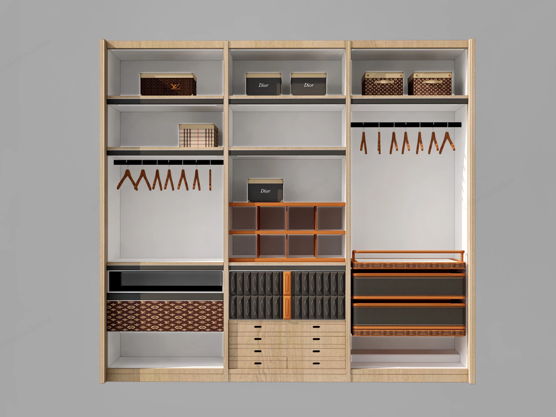 Open Wardrobe Design sketchup model preview - SketchupBox
