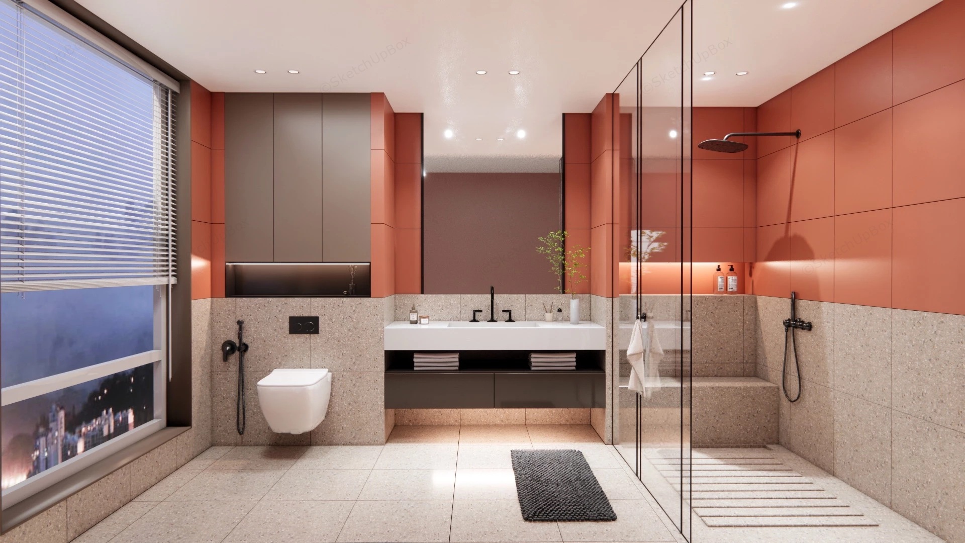 Coral And Beige Bathroom sketchup model preview - SketchupBox