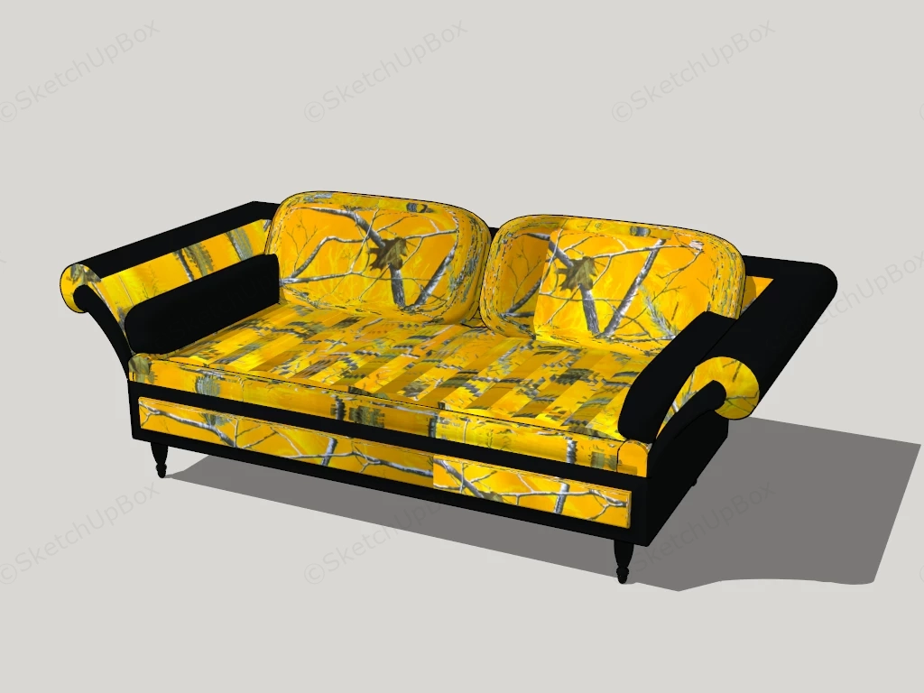 Yellow Fabric Recliner Sofa sketchup model preview - SketchupBox