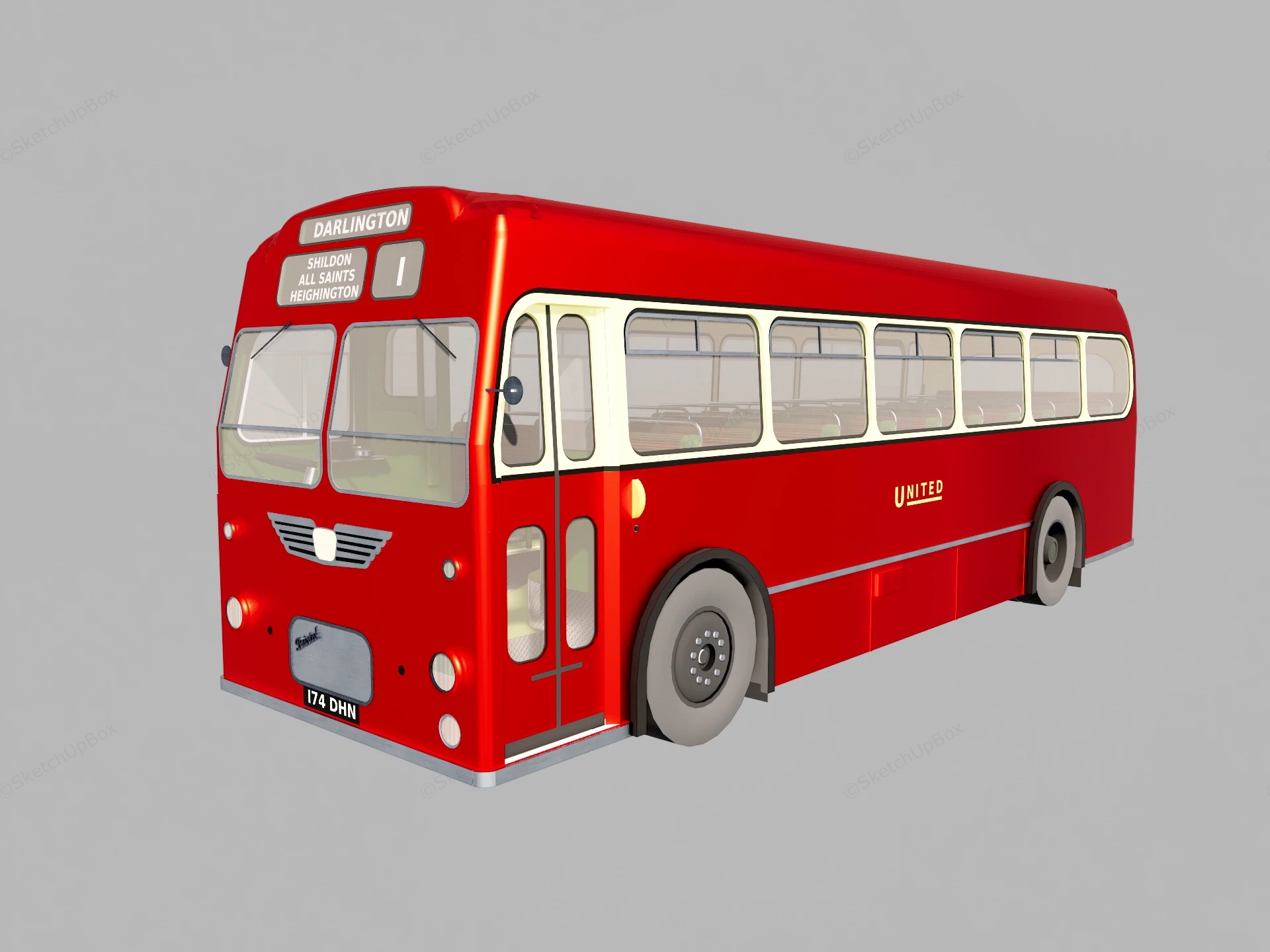 Retro Red Bus sketchup model preview - SketchupBox