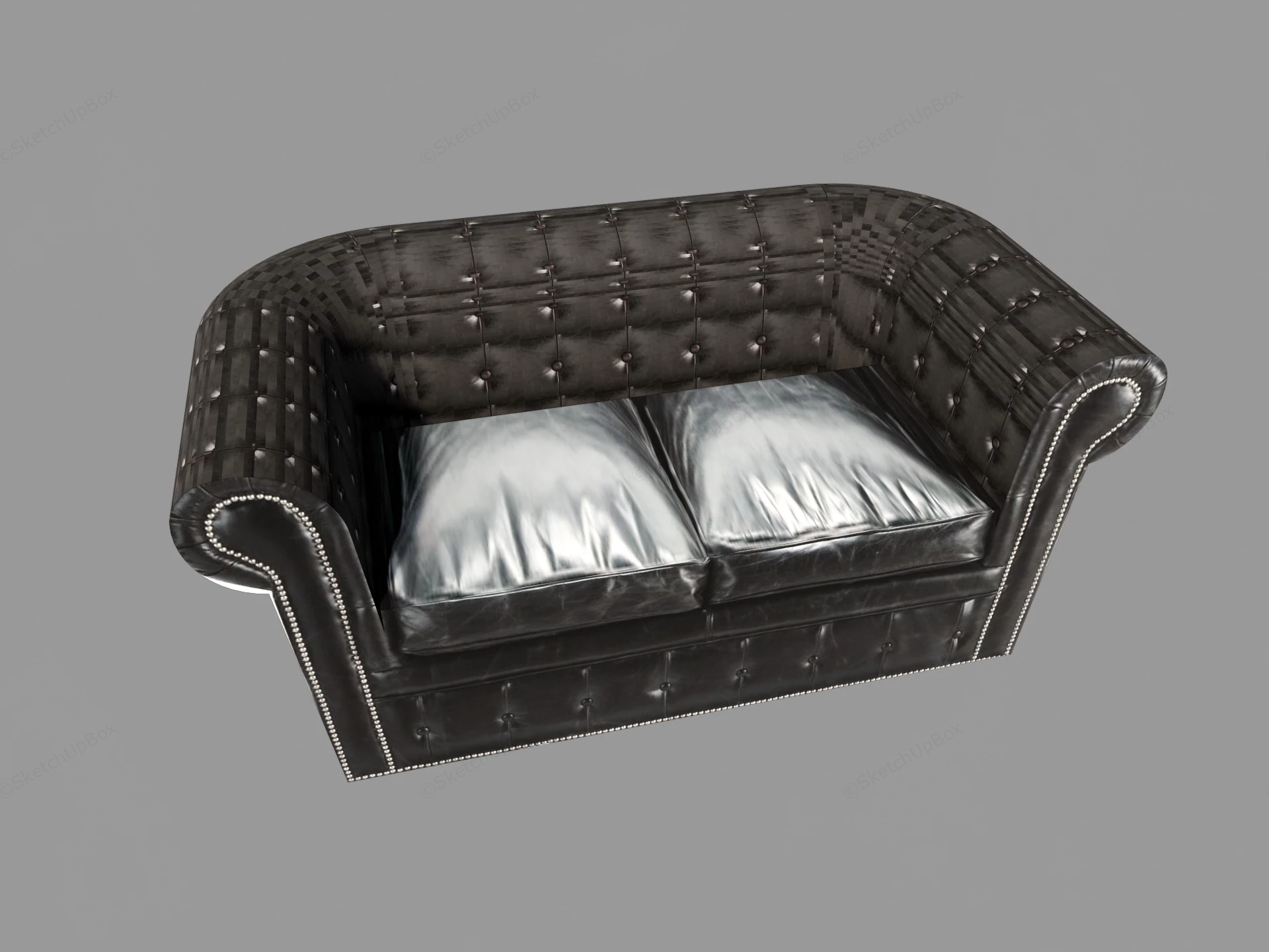 Black Leather Tufted Loveseat sketchup model preview - SketchupBox