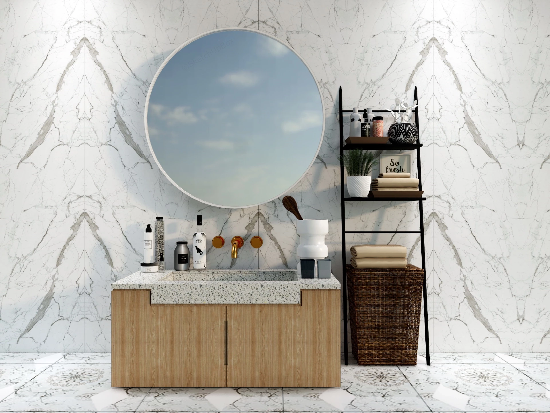 Bathroom Vanity & Shelf sketchup model preview - SketchupBox