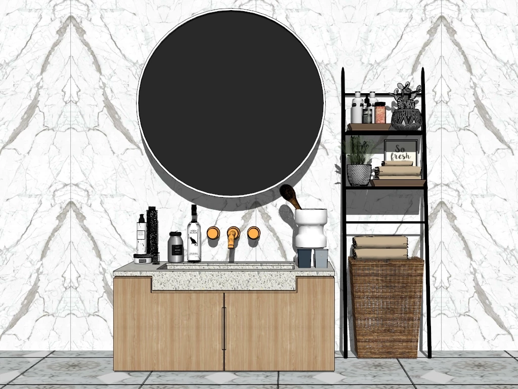 Bathroom Vanity & Shelf sketchup model preview - SketchupBox