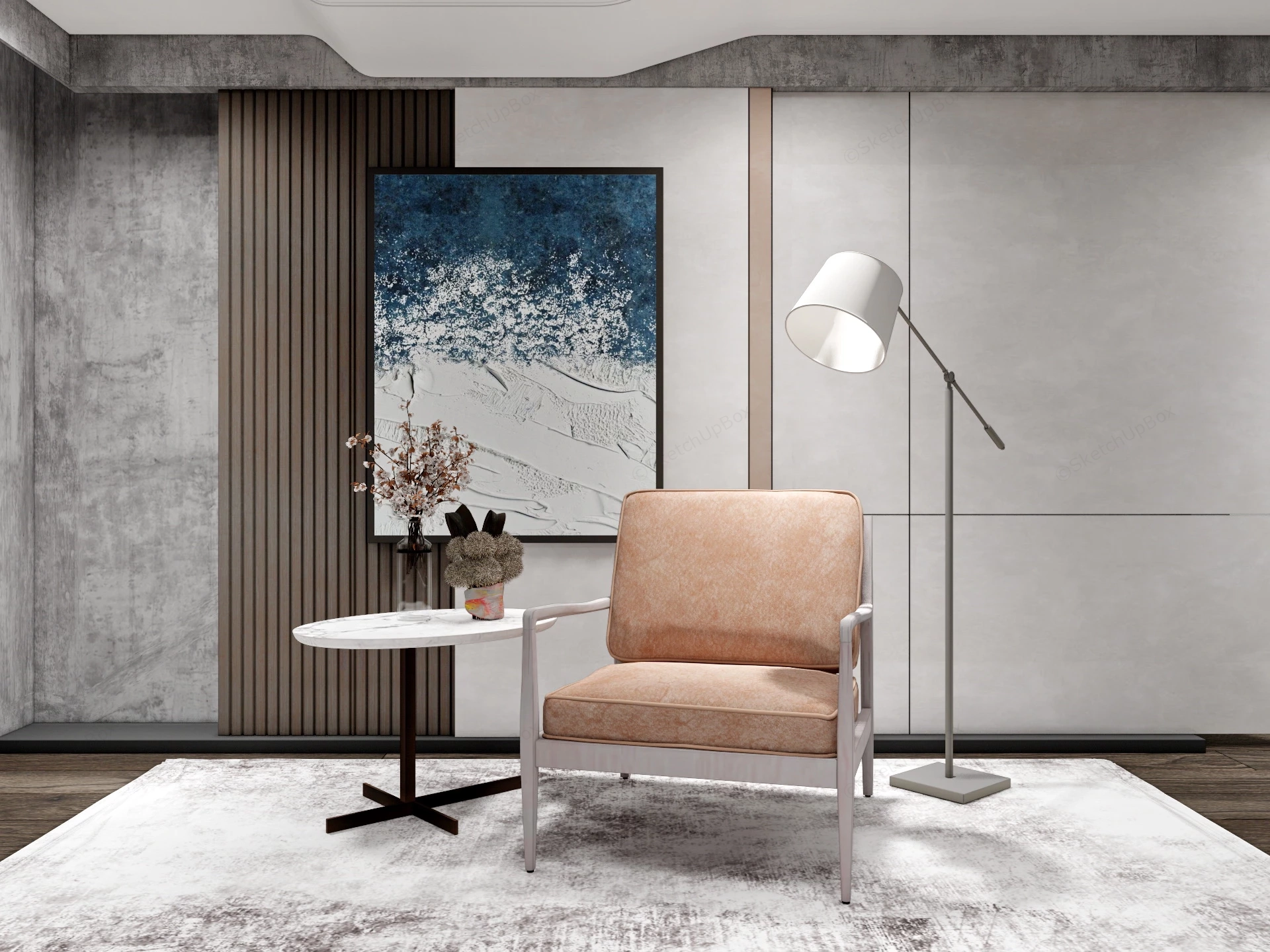 Comfortable Accent Chair And Table sketchup model preview - SketchupBox