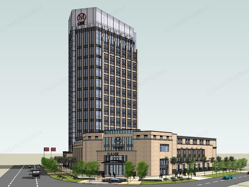 Bank Building Architecture sketchup model preview - SketchupBox