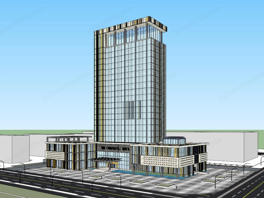 Commercial Hotel Architecture Design sketchup model preview - SketchupBox