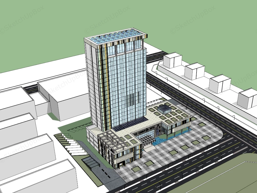 Commercial Hotel Architecture Design sketchup model preview - SketchupBox
